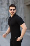 Erkek Viskon Kumaş Polo Yaka Desenli Tişört resmi